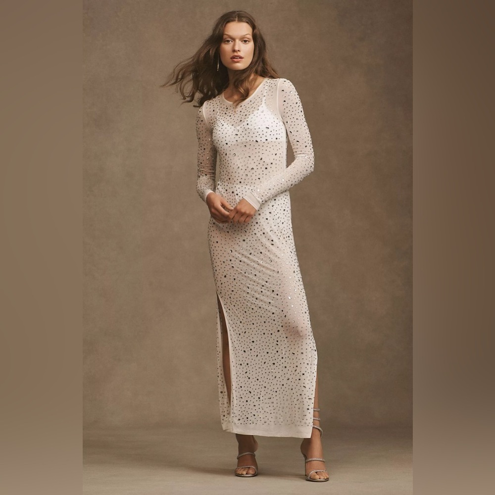 NWT Lamarque Maret Rhinestone Mesh Maxi Dress